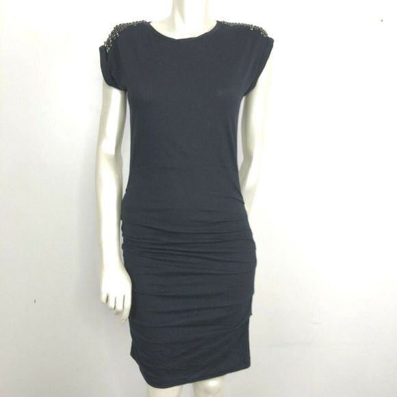 Maje Dresses & Skirts - MAJE Black Dress Tentrave Embellished Shoulders
